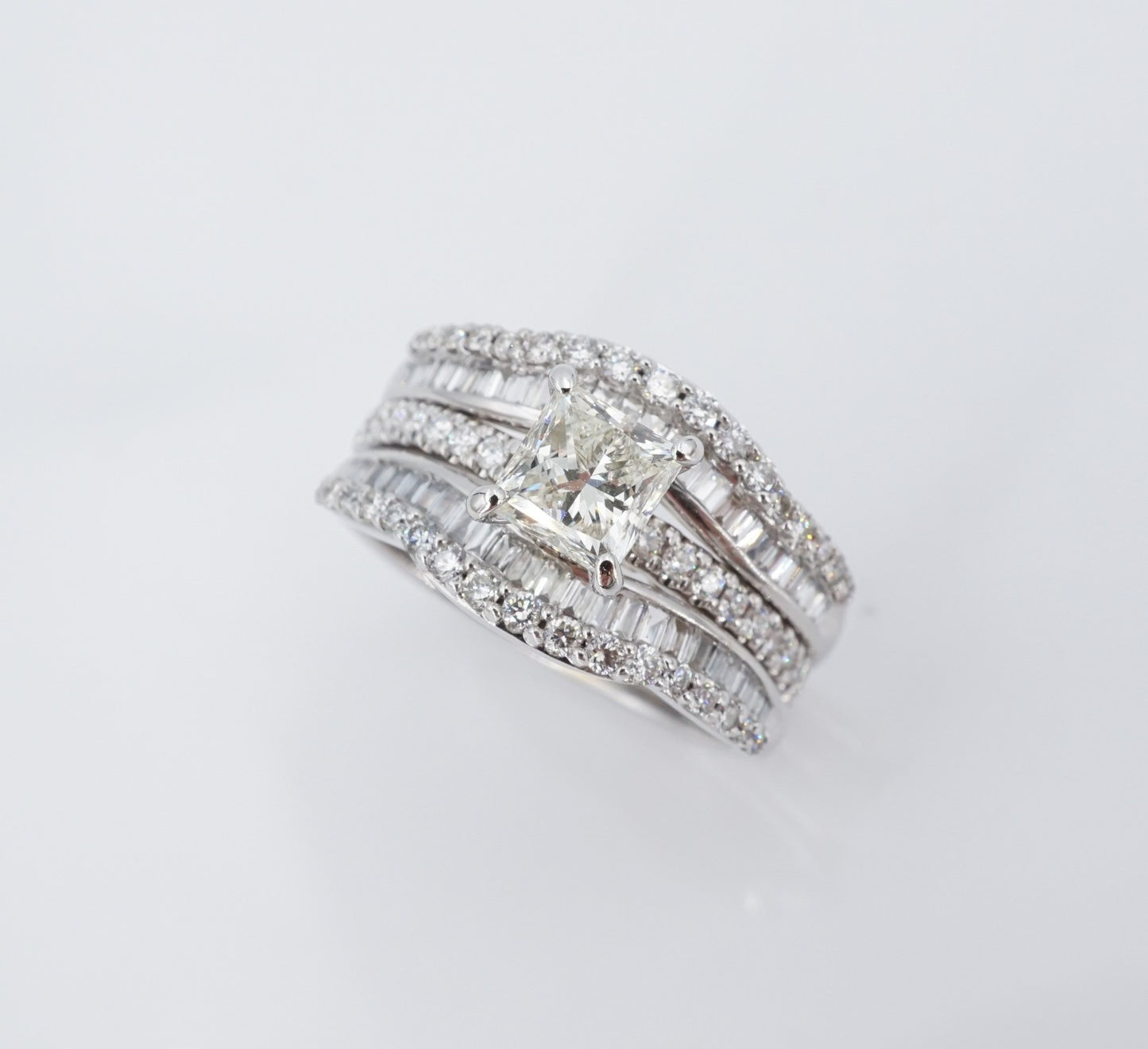 1.01ct Square Modified Brilliant Diamond Engagement Ring — GIA Certified, 14k White Gold