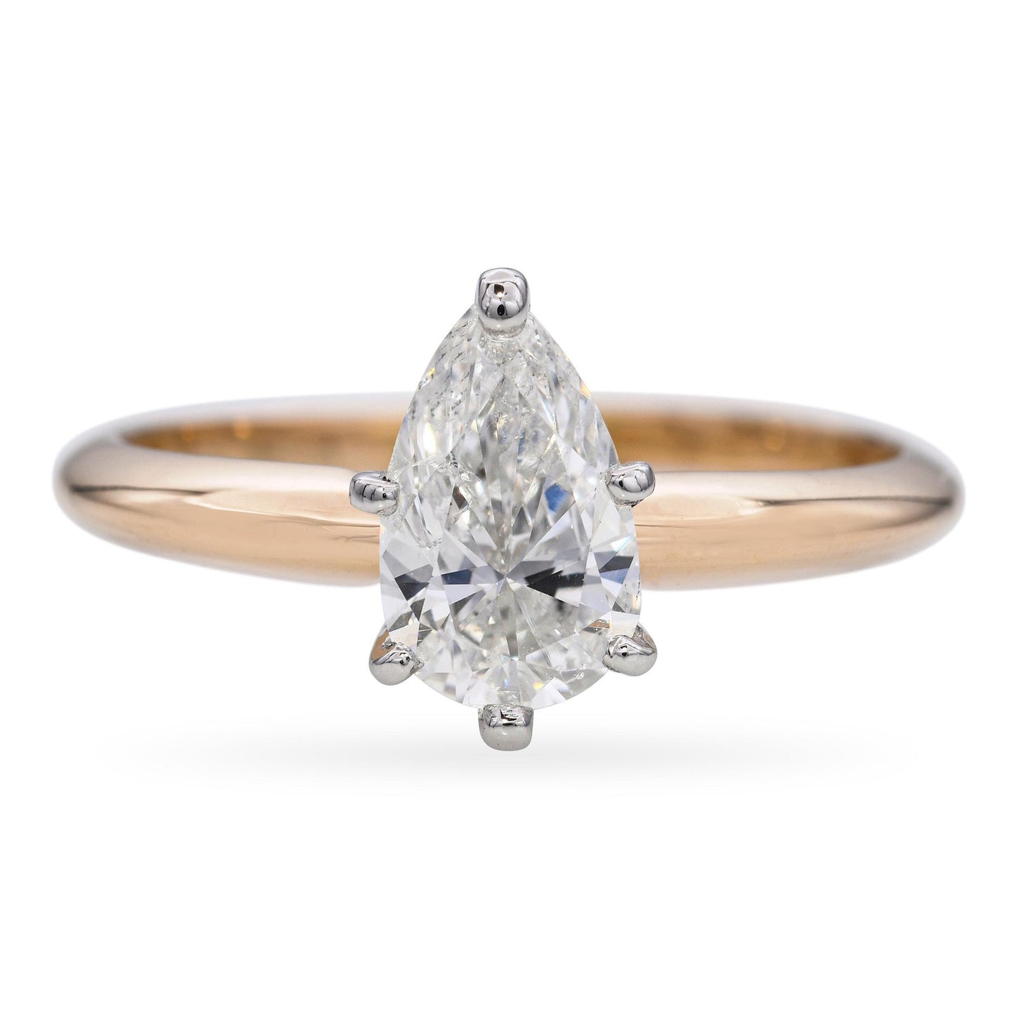 0.76ct Pear Brilliant Diamond Engagement Ring — GIA Certified, 14k Yellow Gold & Platinum