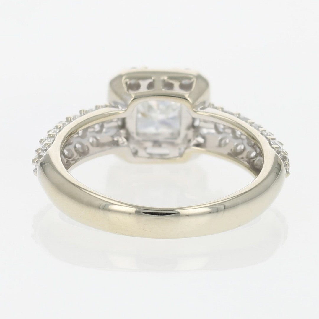 0.75ct Cushion Modified Brilliant Diamond Halo Engagement Ring — GIA Certified, 14k White Gold