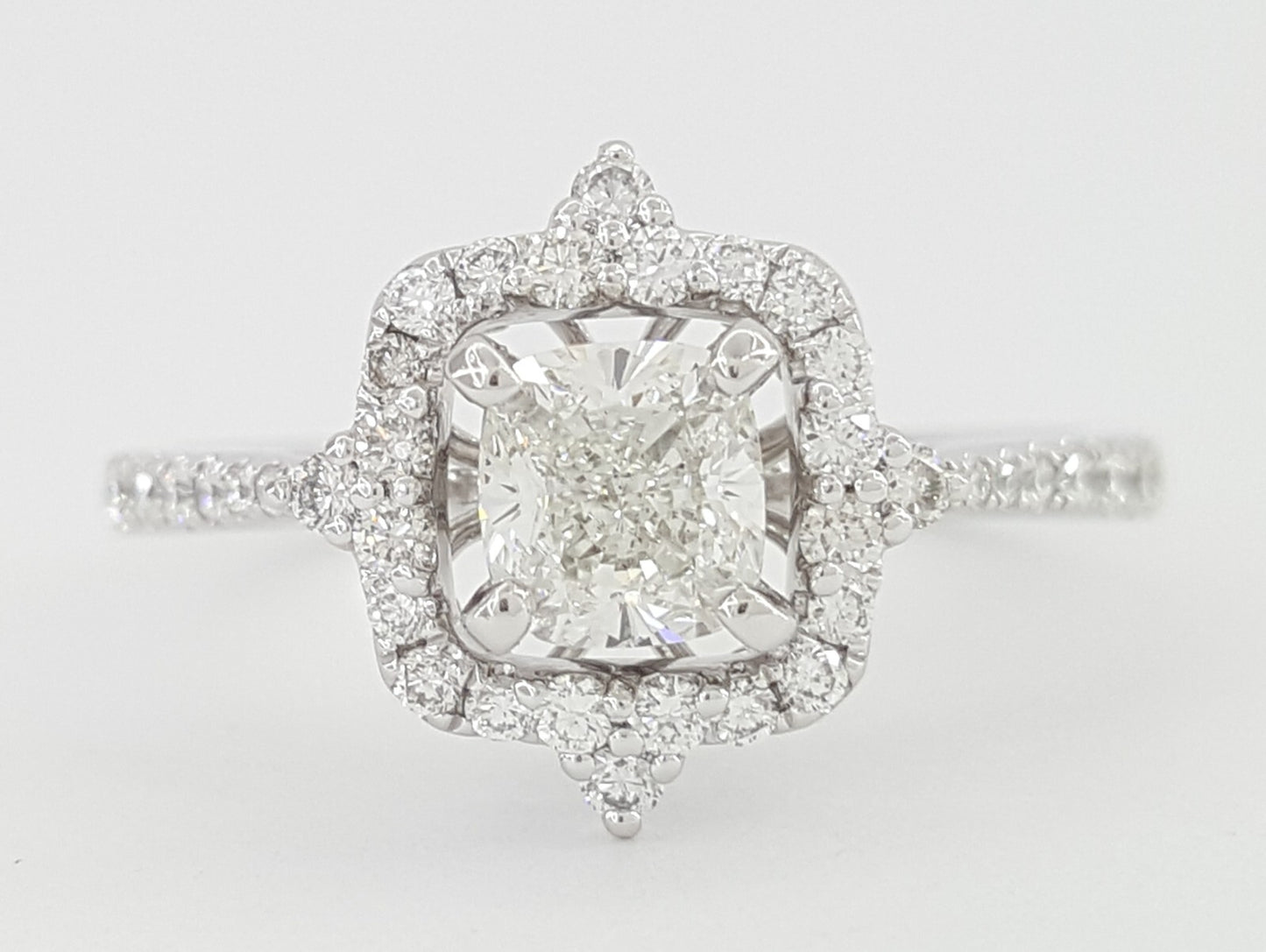 0.61ct Cushion Modified Brilliant Diamond Halo Engagement Ring — GIA Certified, Platinum