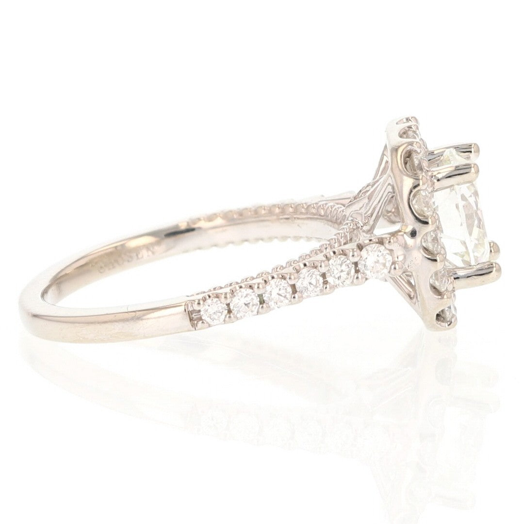 1.22ct Round Brilliant Diamond Halo Engagement Ring — GIA Certified, 14k White Gold