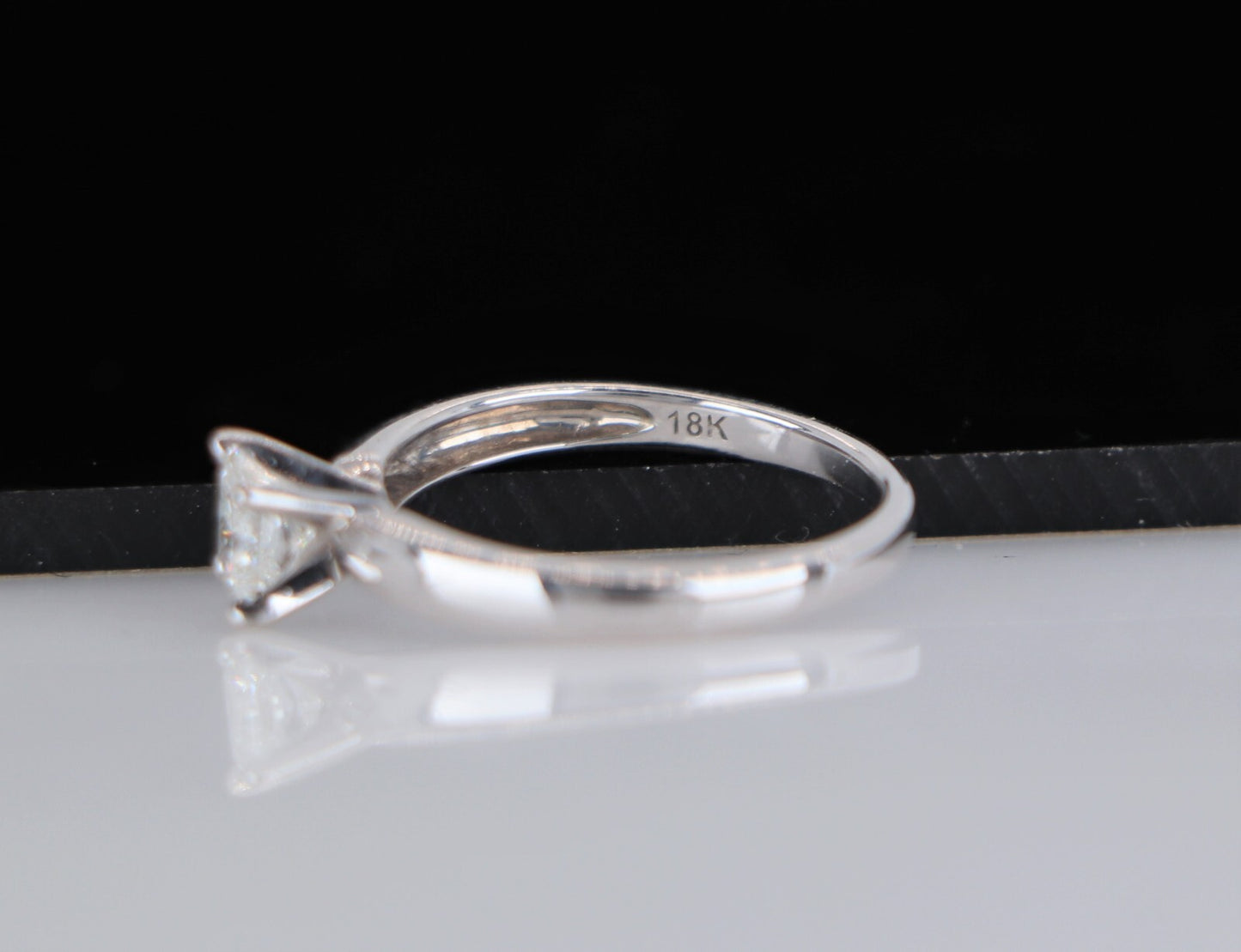 0.41ct Square Modified Brilliant Diamond Solitaire Ring — GIA Certified, 18k White Gold
