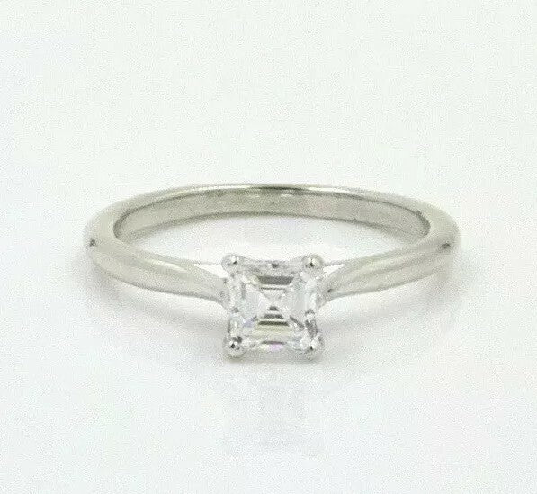 0.69ct Square Emerald Cut Diamond Solitaire Ring — GIA Certified, 14k White Gold
