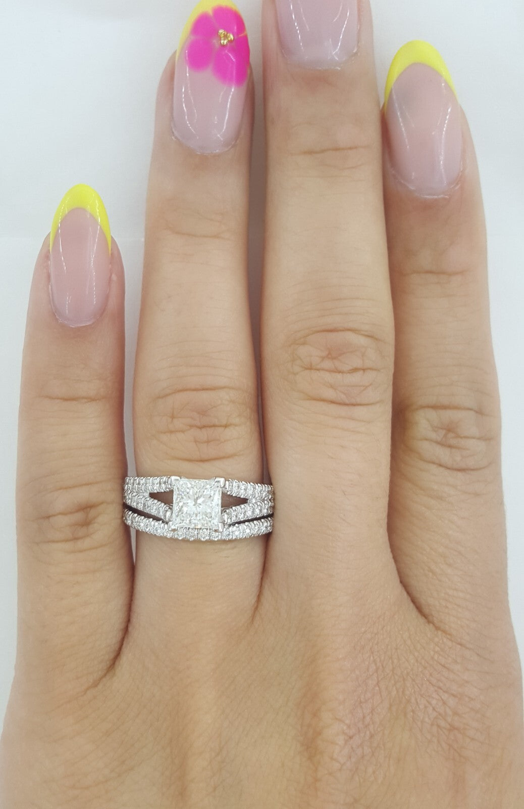 1.00ct Square Modified Brilliant Diamond Engagement Ring — GIA Certified, 14k White Gold