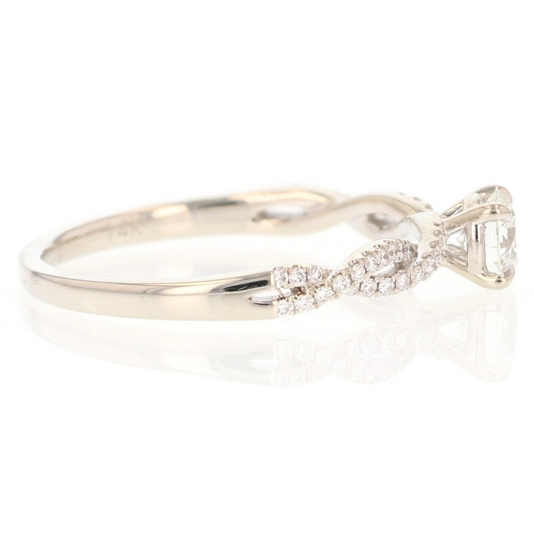 0.57ct Round Brilliant Diamond Infinity Shank Ring — GIA Certified, 14k White Gold