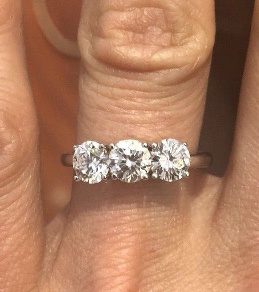 0.60ct Round Brilliant Diamond Three-Stone Ring — GIA Certified, Platinum