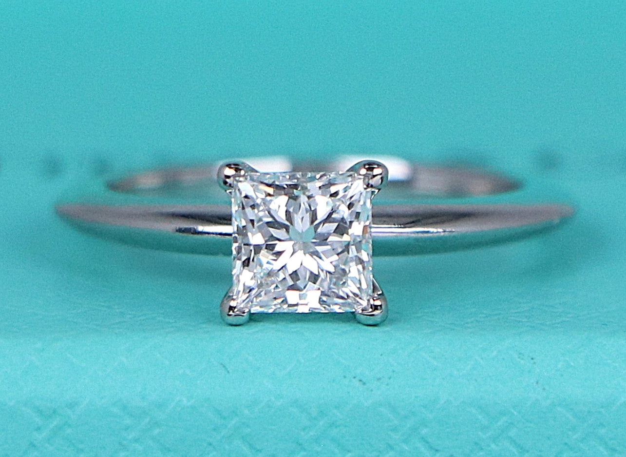 0.70ct Square Modified Brilliant Diamond Engagement Ring — GIA Certified, Platinum