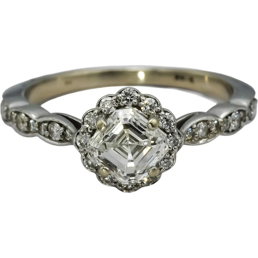 0.90ct Square Emerald Cut Diamond Ring — GIA Certified, 14k White Gold