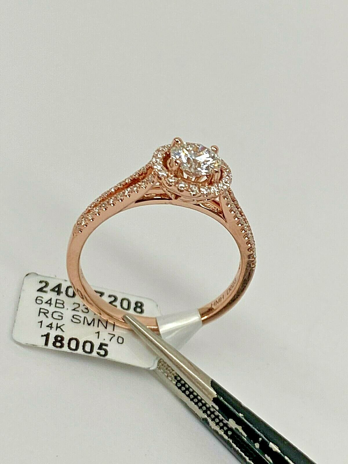 0.53ct Round Brilliant Diamond Halo Engagement Ring — GIA Certified, 14k Rose Gold