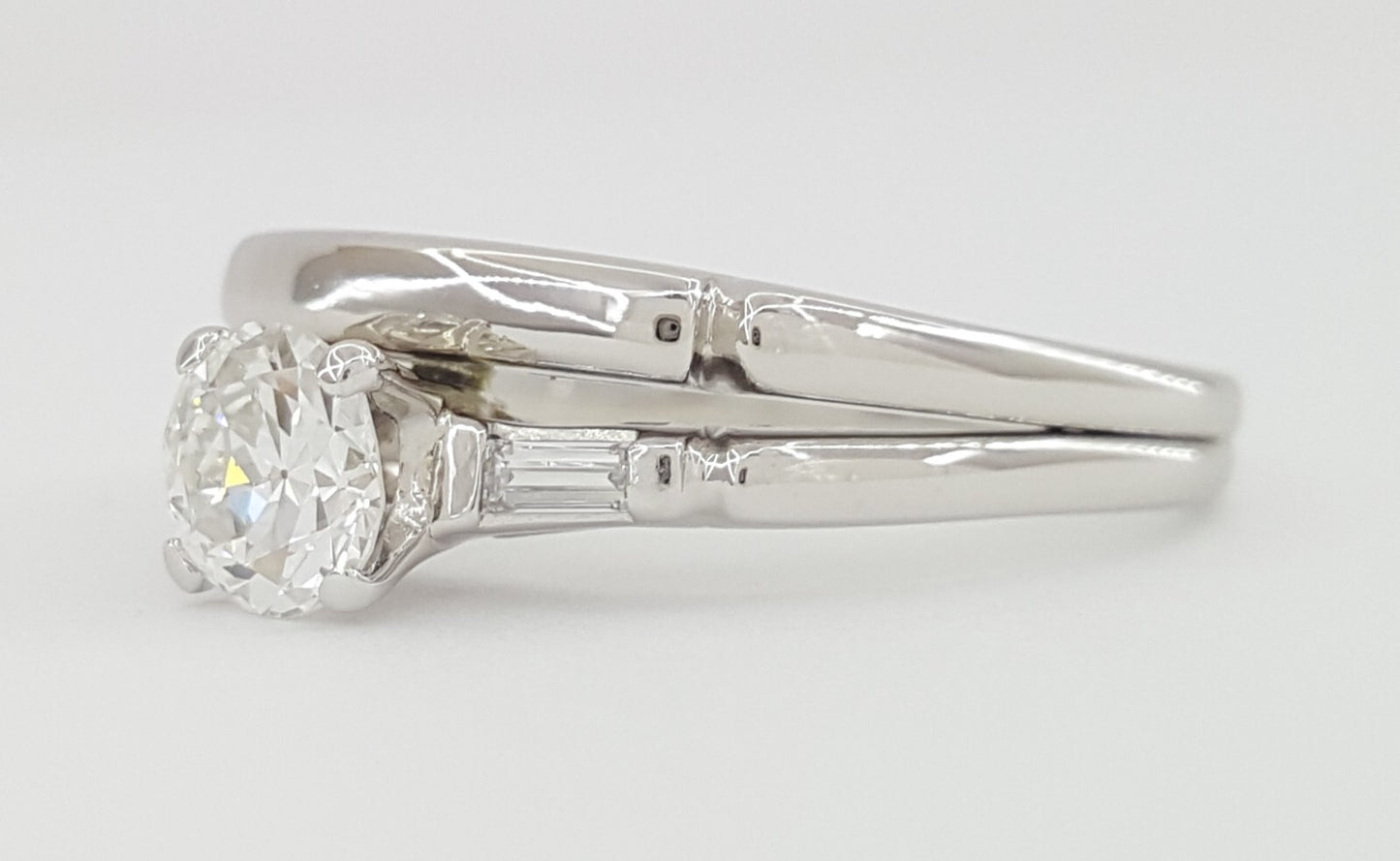 0.57ct Circular Brilliant Diamond Art Deco Ring — GIA Certified, 14k White Gold