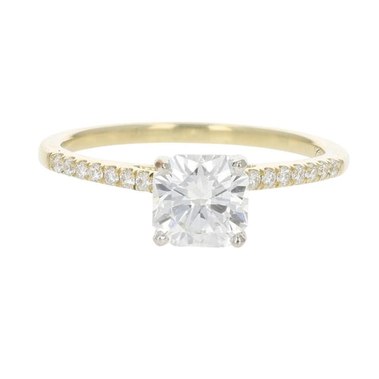 1.03ct Radiant Diamond Solitaire with Accents Ring — GIA Certified, 14k Yellow Gold