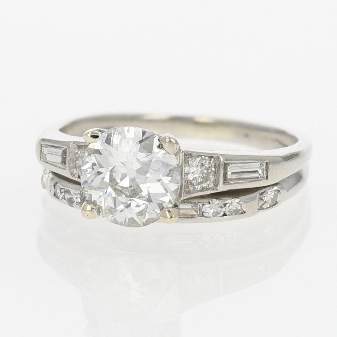1.04ct Old European Brilliant Diamond Solitaire with Accents Ring — GIA Certified, Platinum