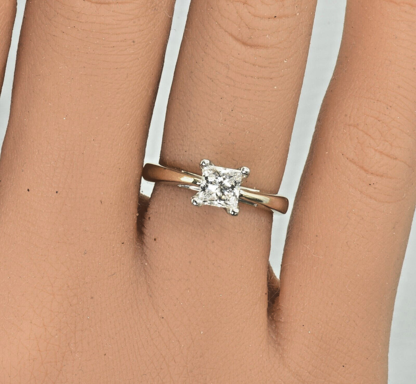 0.60ct Square Modified Brilliant Diamond Solitaire Ring — GIA Certified, Platinum & 18k Gold