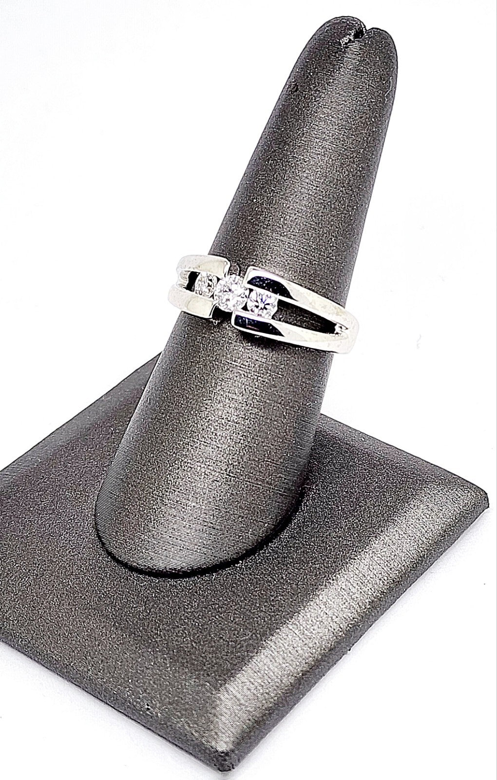 0.26ct Round Brilliant Diamond Three-Stone Ring — GIA Certified, 14k White Gold