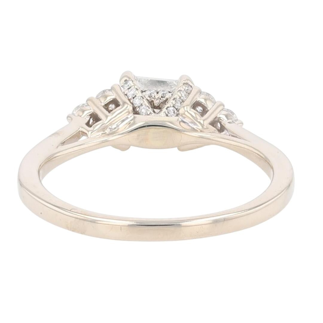 0.57ct Princess Diamond Solitaire with Accents Ring — GIA Certified, 14k White Gold