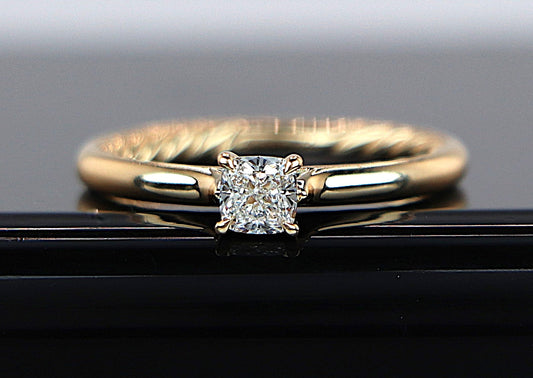 0.40ct Cushion Diamond David Yurman Eden Ring — GIA Certified, 18k Yellow Gold