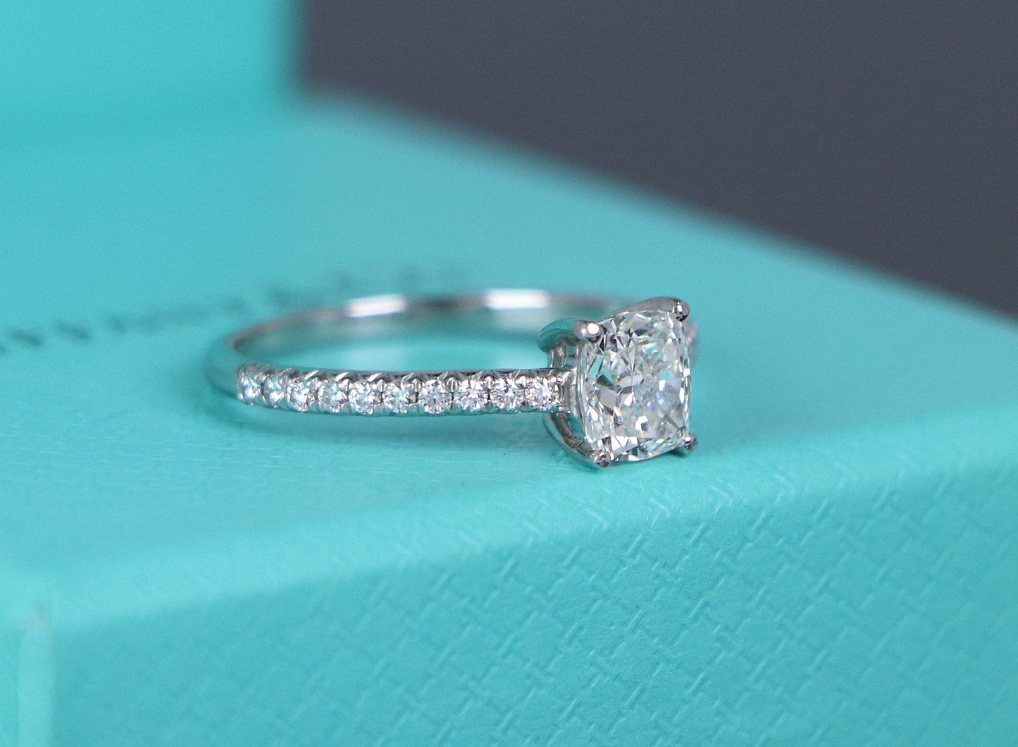 0.91ct Cushion Modified Brilliant Diamond Engagement Ring — GIA Certified, Platinum