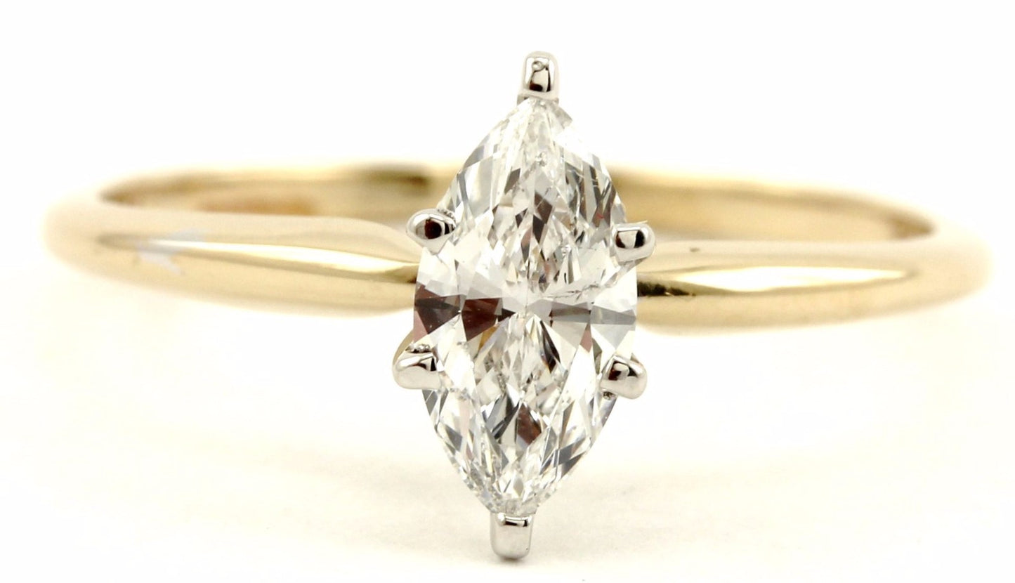 0.48ct Marquise Diamond Solitaire Ring — GIA Certified, 14k Yellow Gold