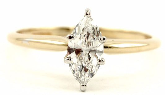0.48ct Marquise Diamond Solitaire Ring — GIA Certified, 14k Yellow Gold