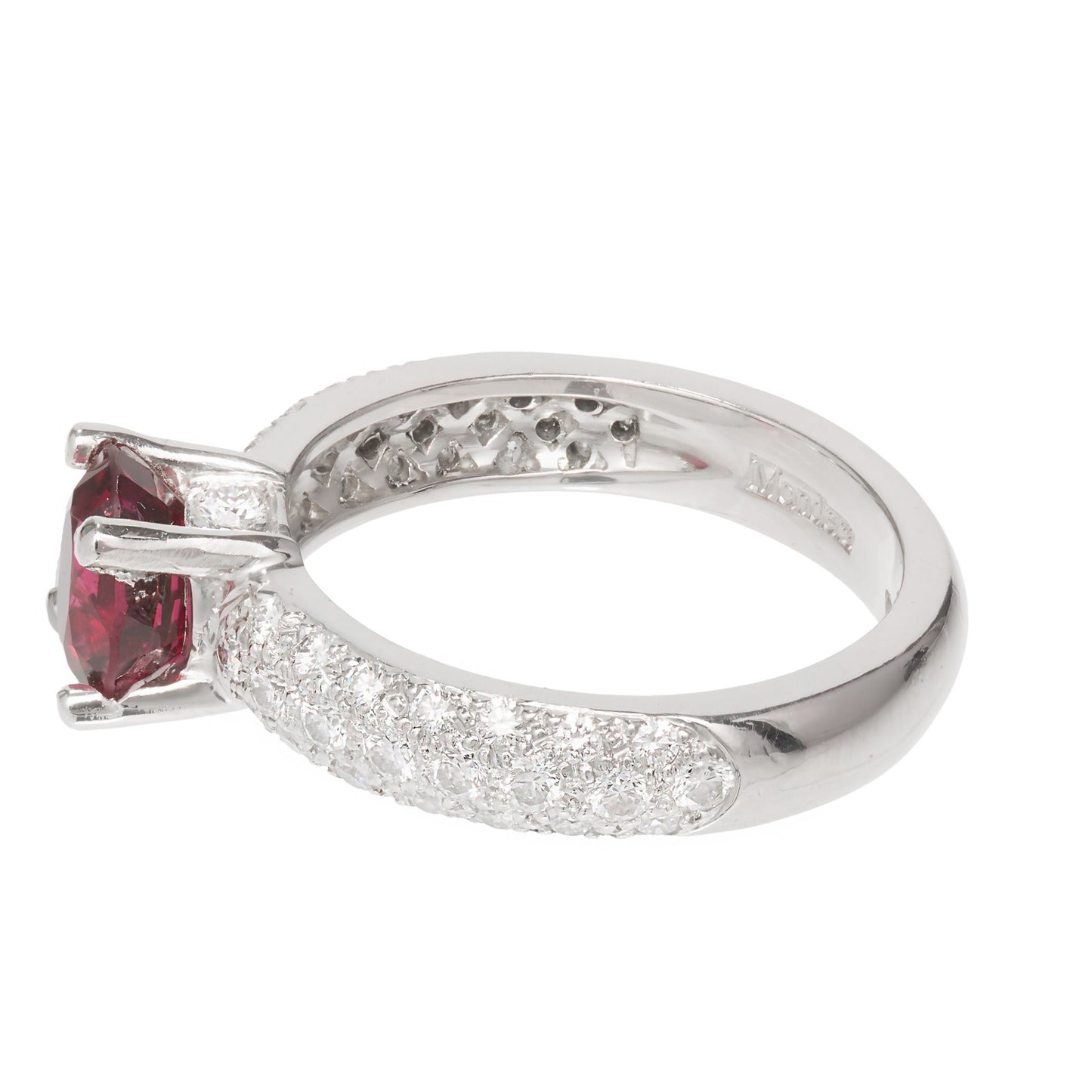 1.59ct Oval Red Spinel Diamond Ring — GIA Certified, Platinum