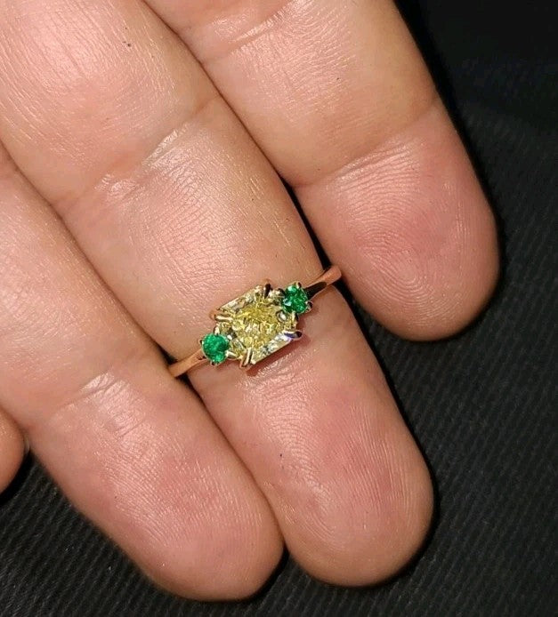 1.17ct Fancy Brownish Greenish Yellow Diamond Vintage Engagement Ring — GIA Certified, 14k Yellow Gold