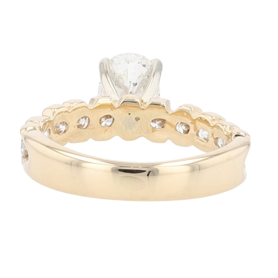 0.77ct Oval Brilliant Diamond Solitaire Ring with Accents — GIA Certified, 14k Yellow Gold