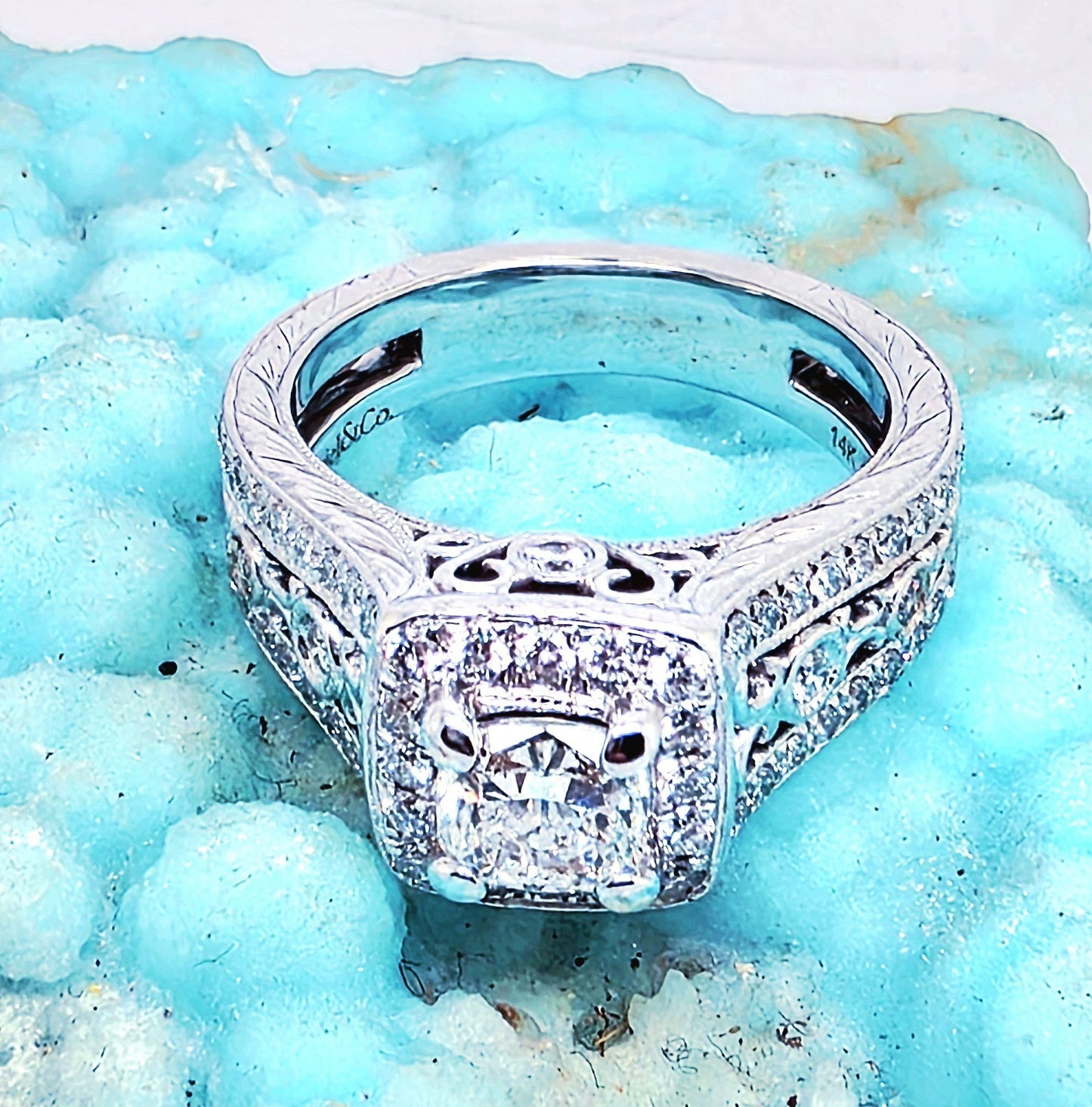 0.70ct Cushion Brilliant Diamond Halo Engagement Ring — GIA Certified, 14k White Gold