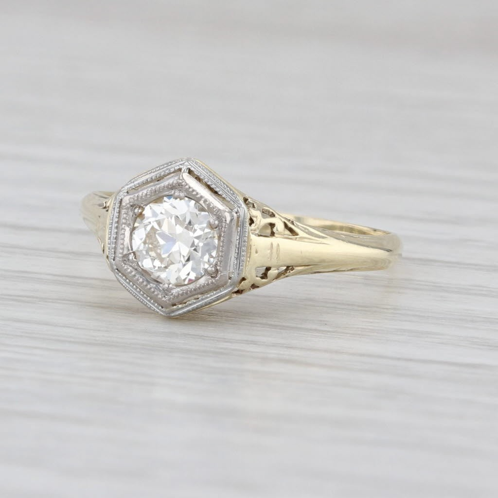 0.54ct Round Brilliant Diamond Solitaire Ring — GIA Certified, 14k Yellow Gold & Palladium