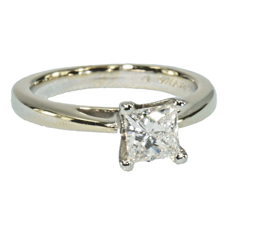 0.60ct Square Modified Brilliant Diamond Solitaire Ring — GIA Certified, Platinum & 18k Gold