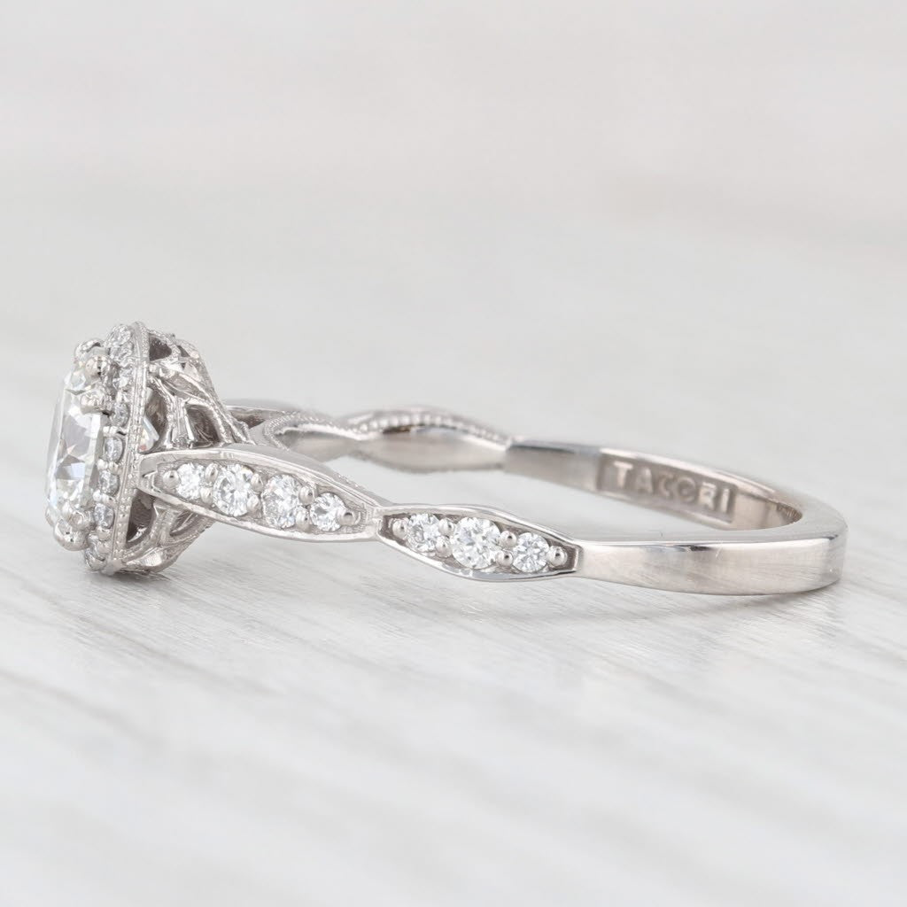0.91ct Round Brilliant Diamond Halo Engagement Ring — GIA Certified, 18k White Gold