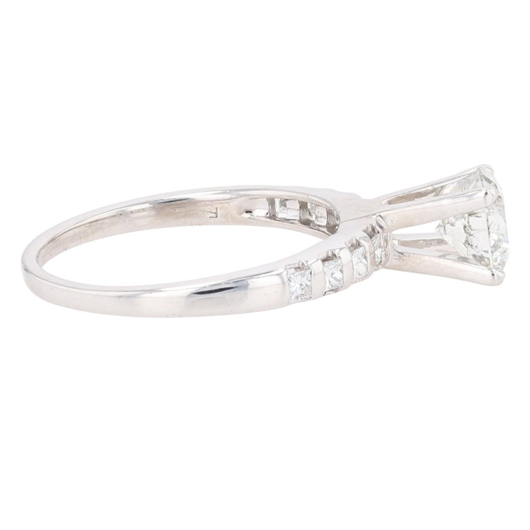 1.05ct Round Brilliant Diamond Solitaire with Accents Ring — GIA Certified, 18k White Gold