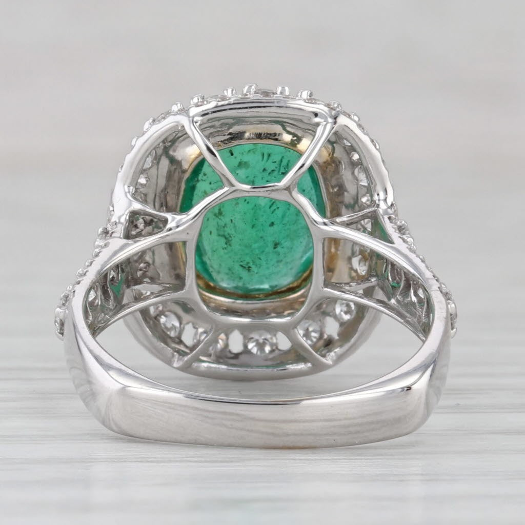 2.38ct Oval Emerald Diamond Halo Ring — GIA Certified, 18k White Gold