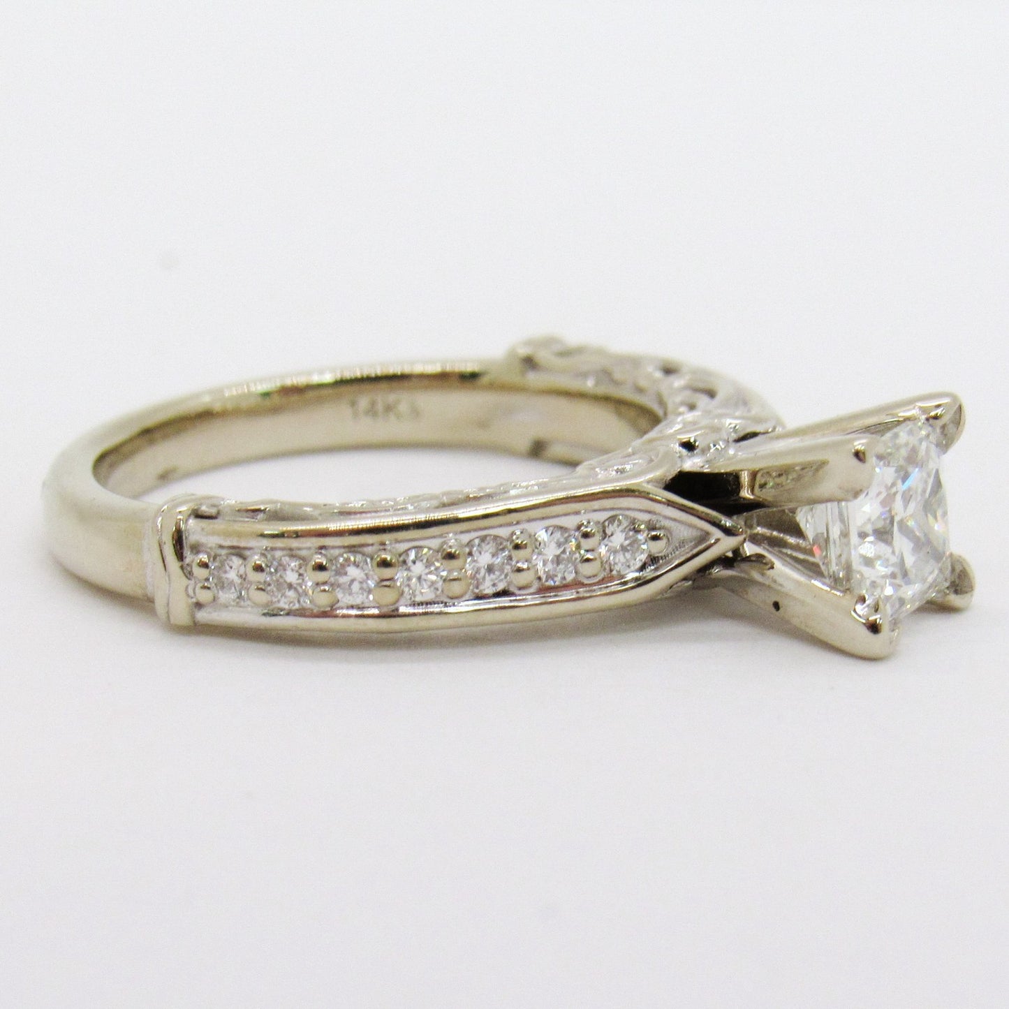 0.71ct Square Modified Brilliant Diamond Solitaire Ring — GIA Certified, 14k White Gold