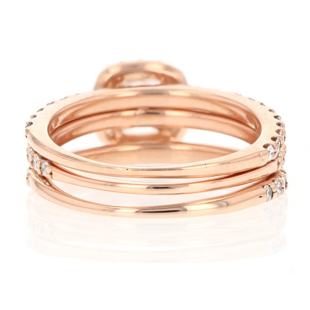 0.84ct Cushion Diamond Halo Pavé Wedding Set — GIA Certified, 14k Rose Gold