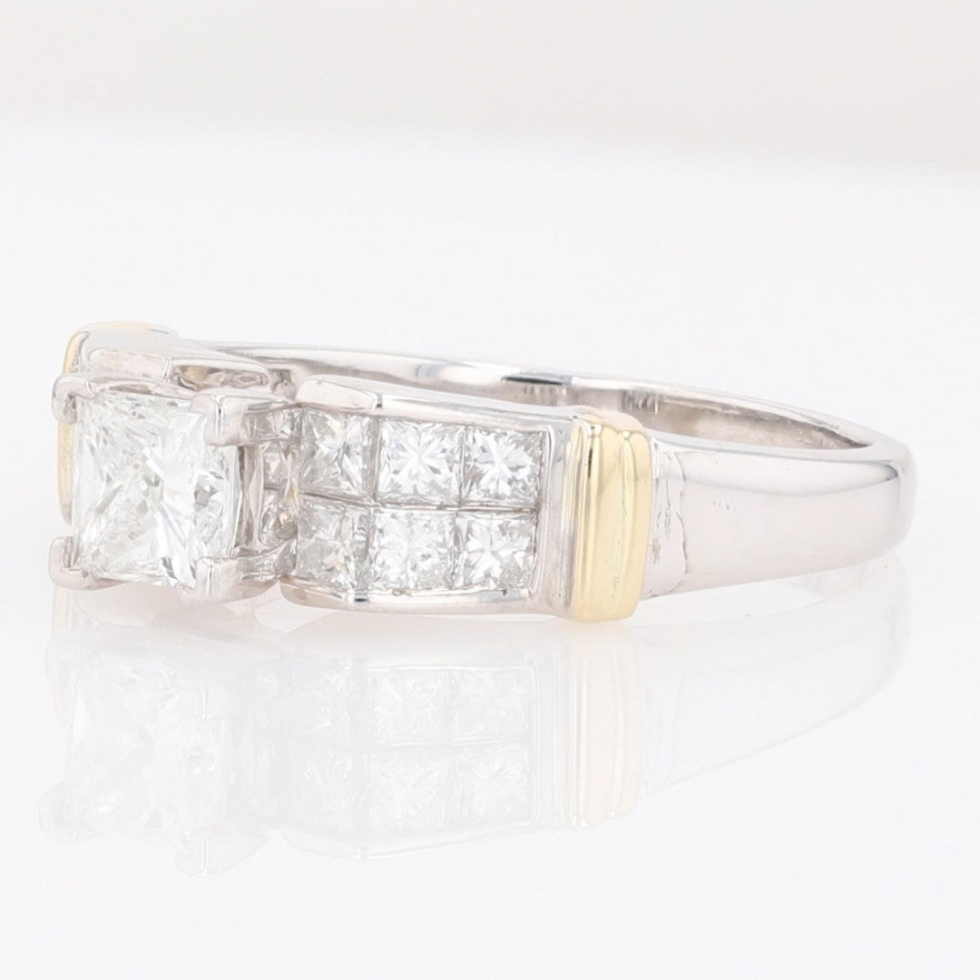 1.01ct Square Modified Brilliant Diamond Solitaire Ring — GIA Certified, 14k Multi-Tone Gold
