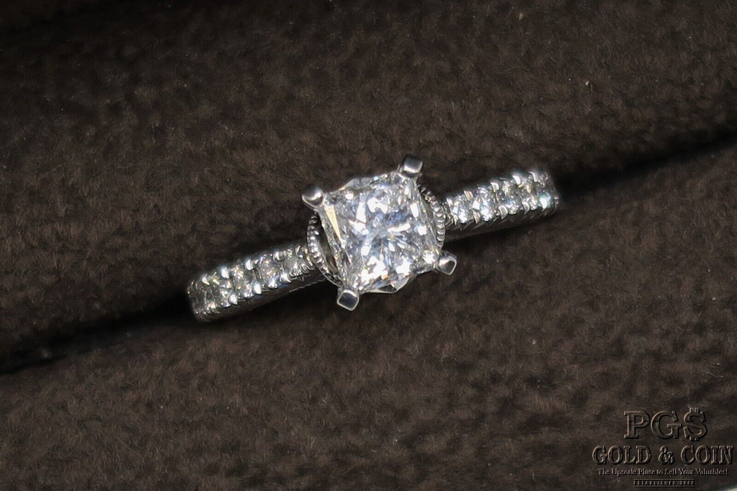 0.91ct Princess Diamond Engagement Ring — GIA Certified, 14k White Gold
