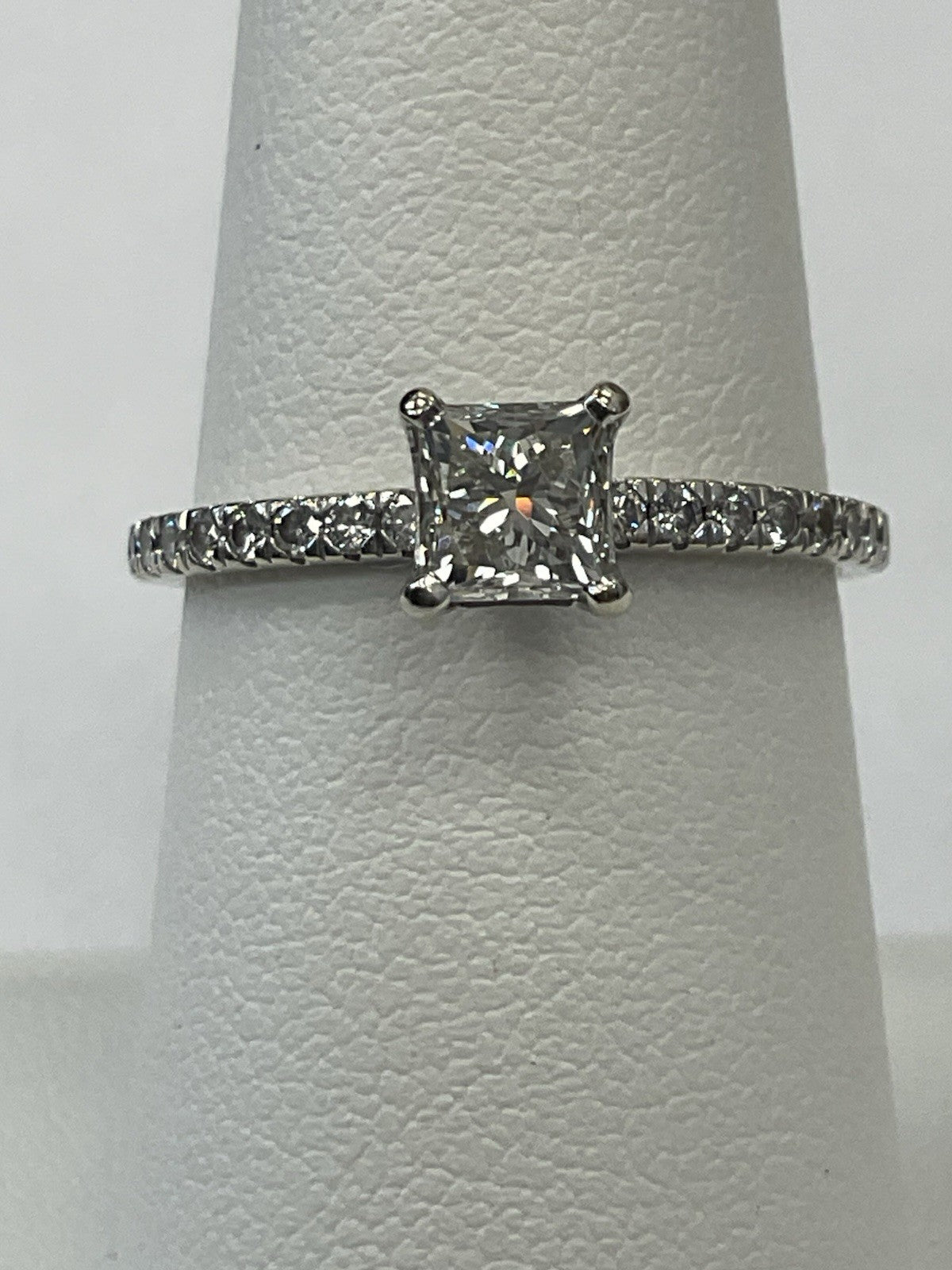 0.73ct Square Modified Brilliant Diamond Engagement Ring — GIA Certified, 14k White Gold