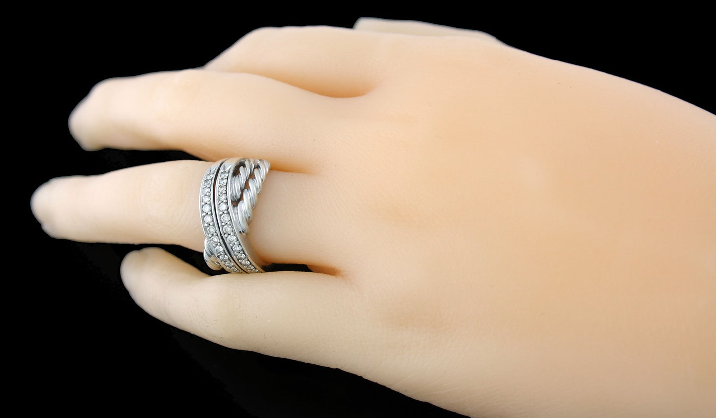 David Yurman Crossover Diamond Ring — Sterling Silver, Size 6.25 — Authentic Pre-Owned
