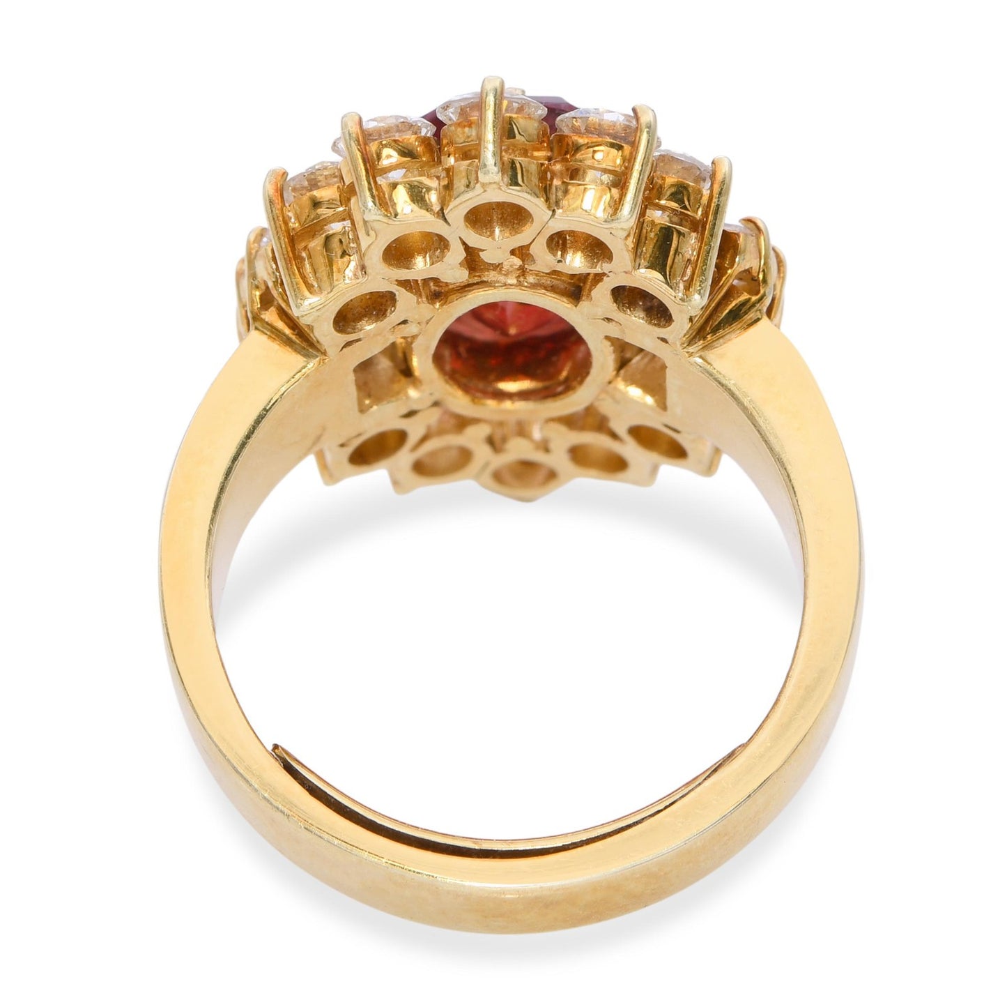 3.59ct Oval Red Spinel & Diamond Vintage Ring — GIA Certified, 14k Yellow Gold