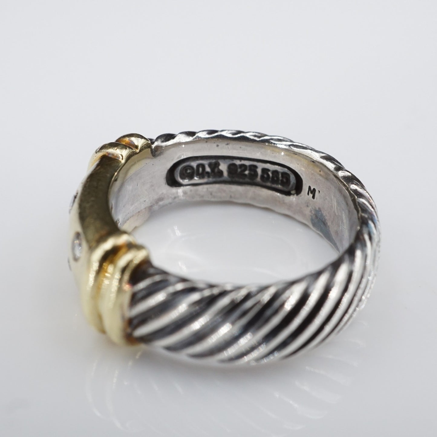 David Yurman Metro Ring — Natural Diamonds, 14k Yellow Gold & Sterling Silver — Authentic Pre-Owned