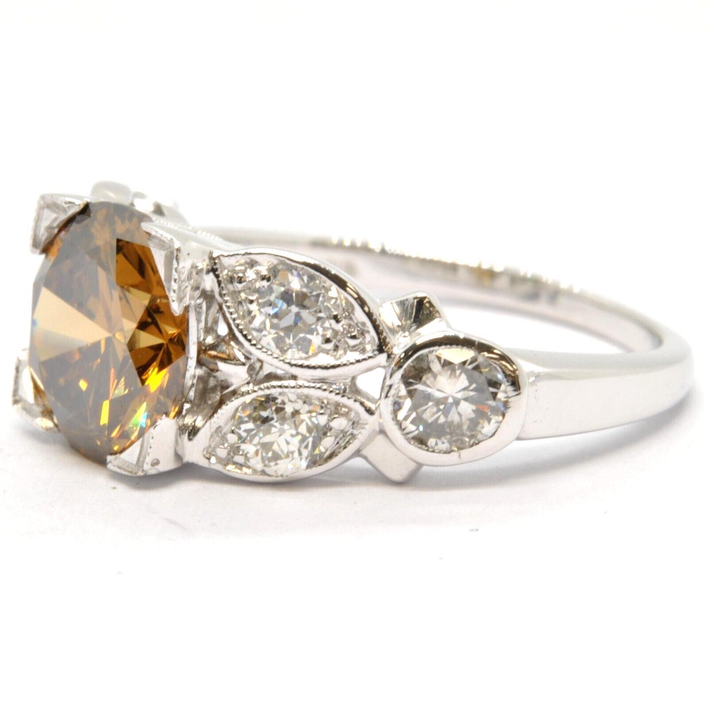 2.16ct Round Brilliant Fancy Dark Yellowish Brown Diamond Ring — GIA Certified, Platinum