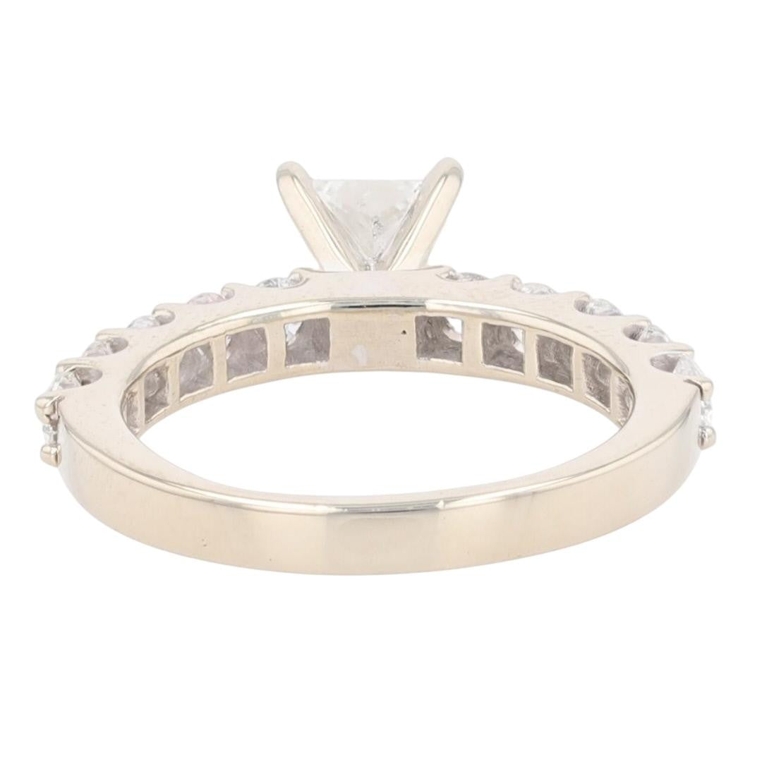 1.00ct Princess Diamond Solitaire with Accents Engagement Ring — GIA Certified, 14k White Gold