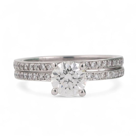 0.85ct Round Brilliant Diamond Wedding Ring Set — GIA Certified, 18k White Gold