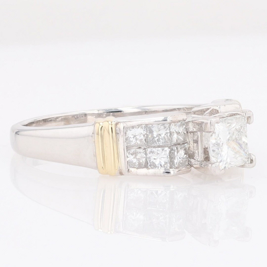 1.01ct Square Modified Brilliant Diamond Solitaire Ring — GIA Certified, 14k Multi-Tone Gold