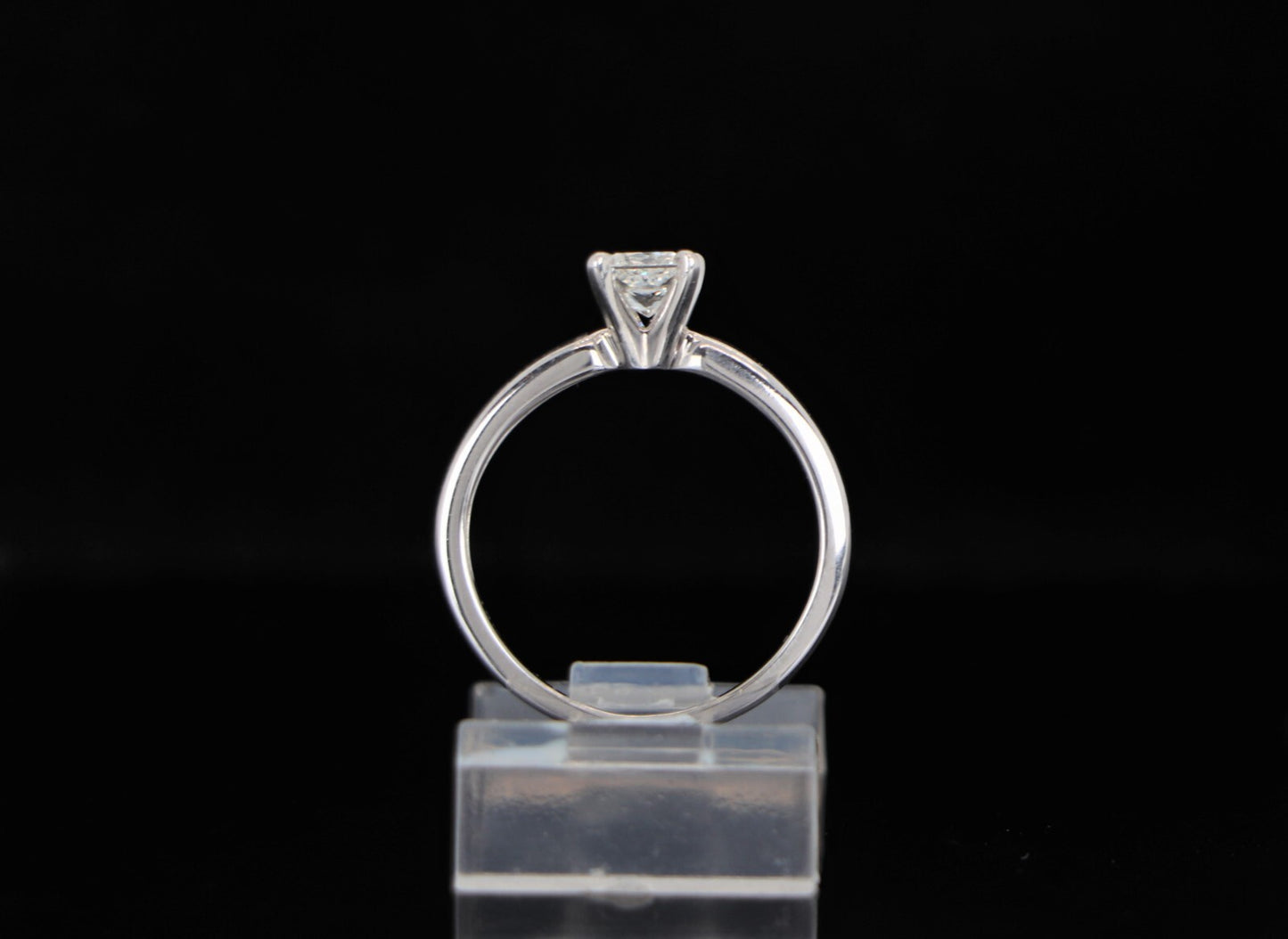 0.41ct Square Modified Brilliant Diamond Solitaire Ring — GIA Certified, 18k White Gold