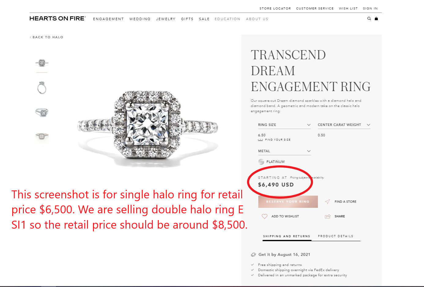 0.50ct Cut-Cornered Square Diamond Double Halo Engagement Ring — GIA Certified, Platinum