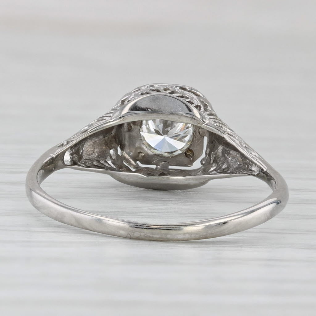 0.46ct Round Brilliant Art Deco Diamond Ring — GIA Certified, 14k White Gold