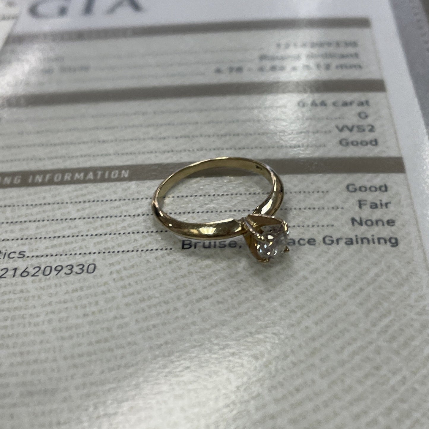 0.44ct Round Brilliant Diamond Ring — GIA Certified, 14k Yellow Gold