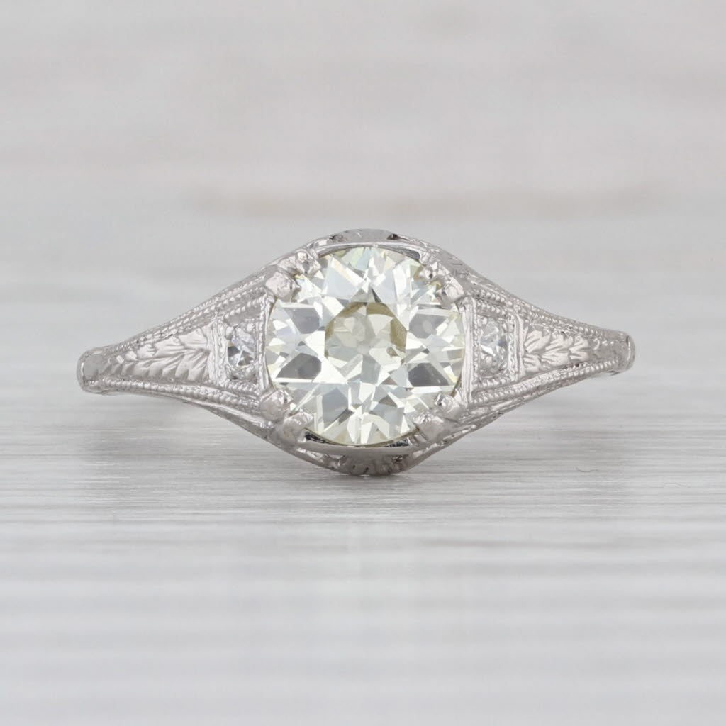 1.22ct Old European Brilliant Diamond Engagement Ring — GIA Certified, 18k White Gold & Platinum