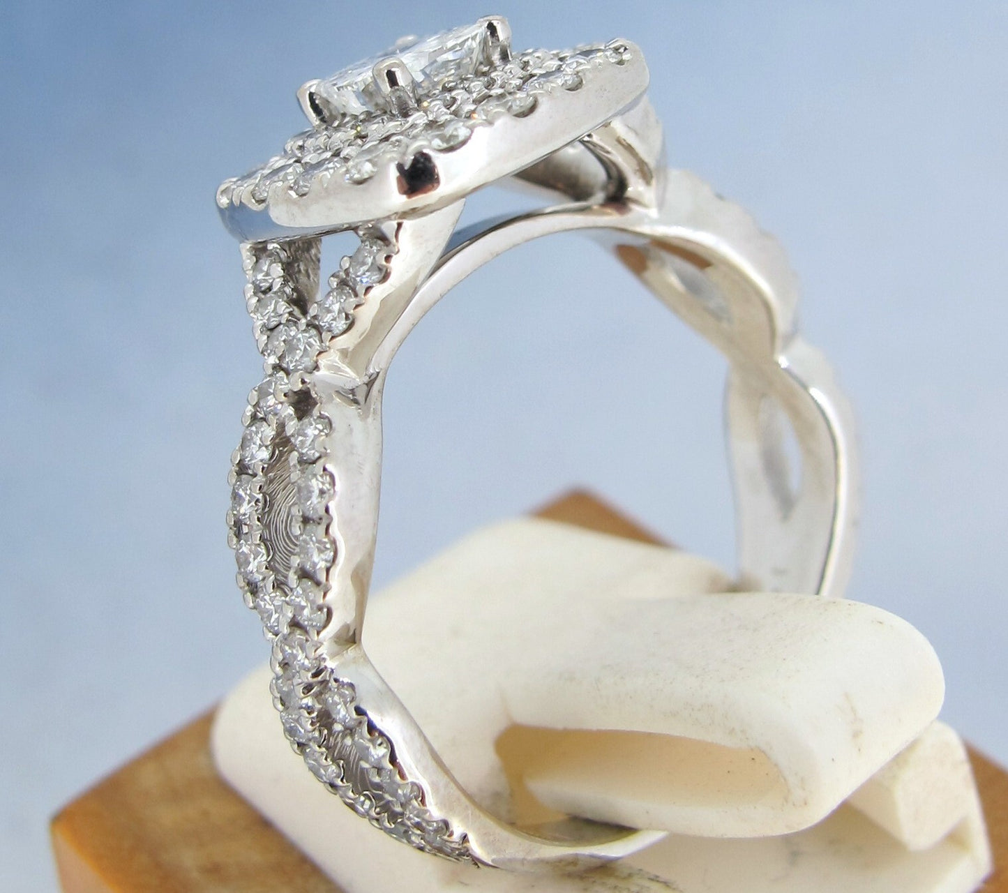 0.51ct Cushion Modified Brilliant Diamond Halo Engagement Ring — GIA Certified, 14k White Gold